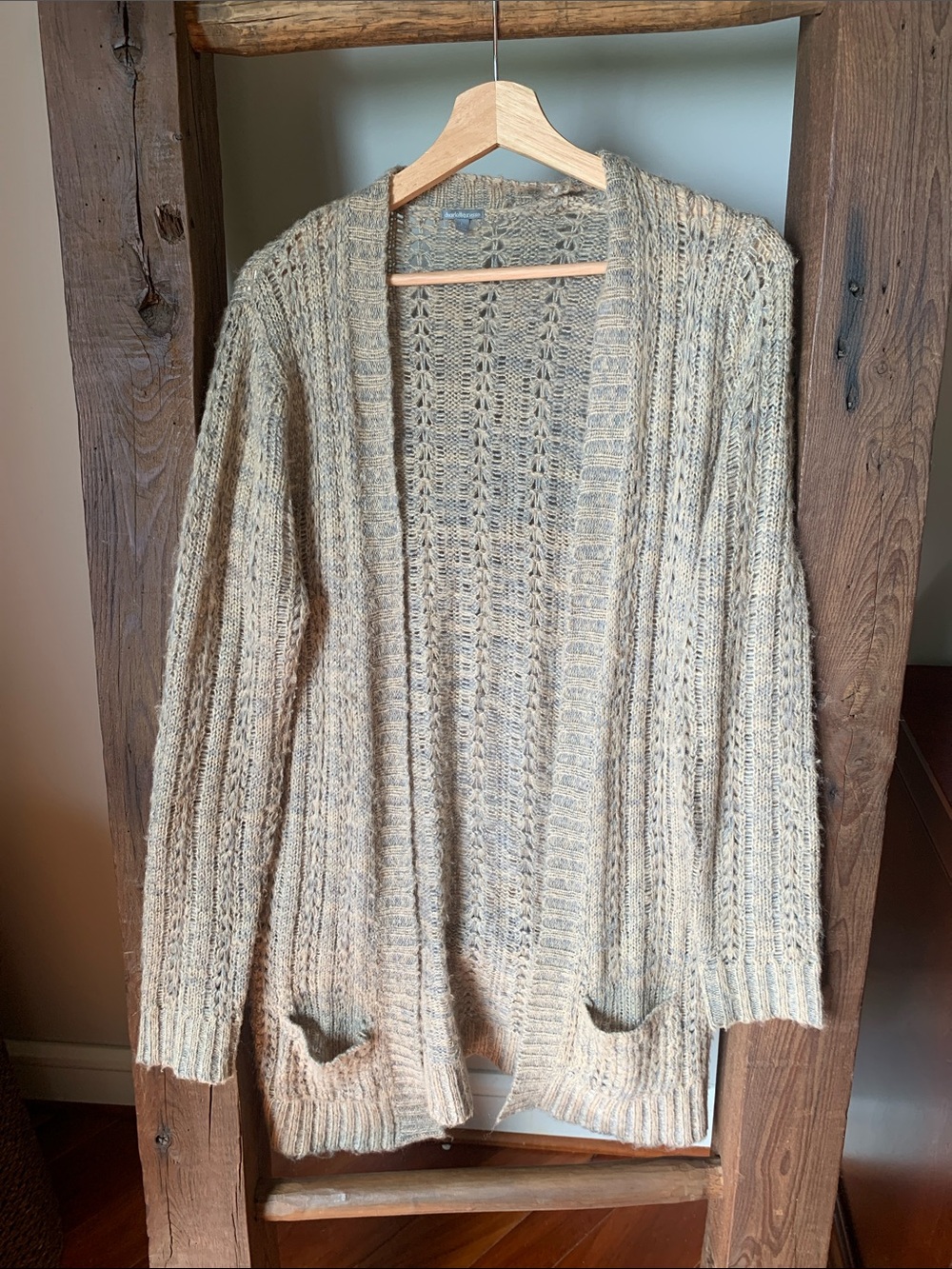 Charlotte Russe Open-Front Cream Marled Cardigan
